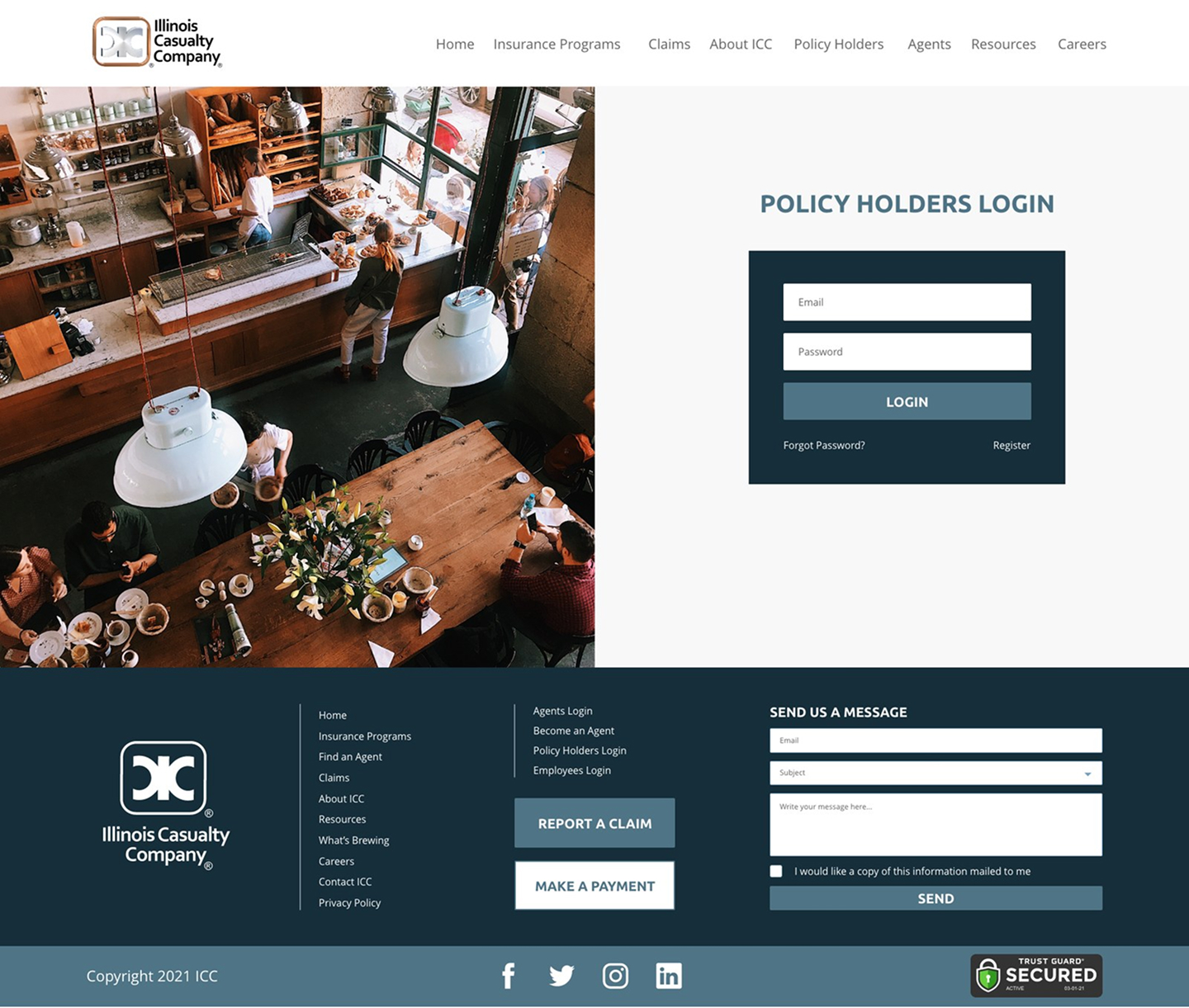 Redesigned policy holder login page