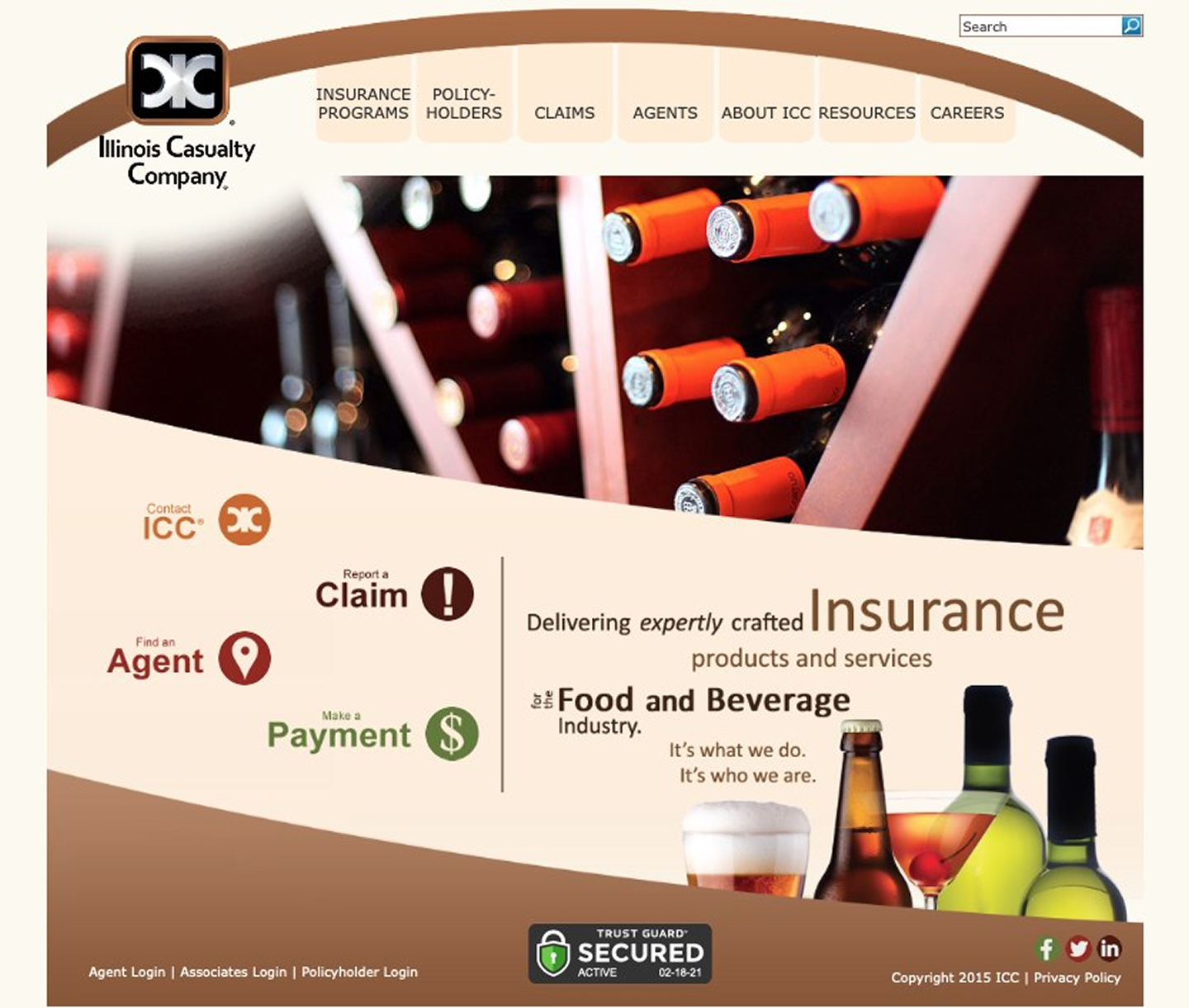 Illinois Casualty Company's original homepage before the redesign